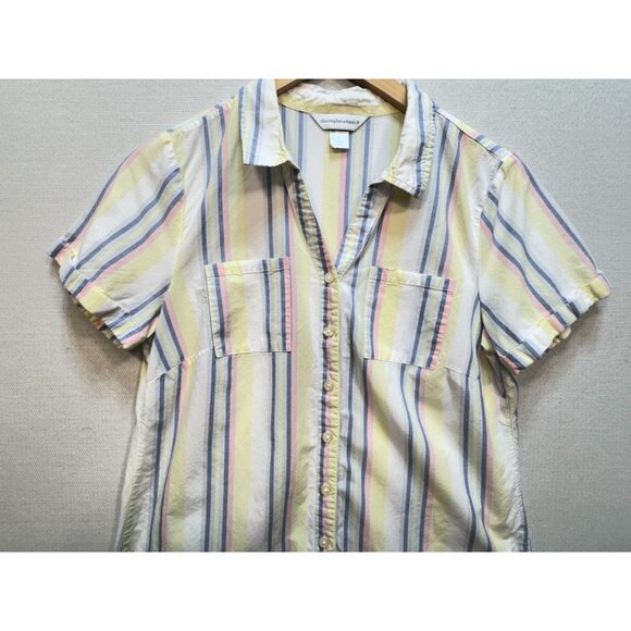 Christopher & Banks Womens Button Up Shirt Short Sleeve Size S Multicolor Stripe - Picture 4 of 12